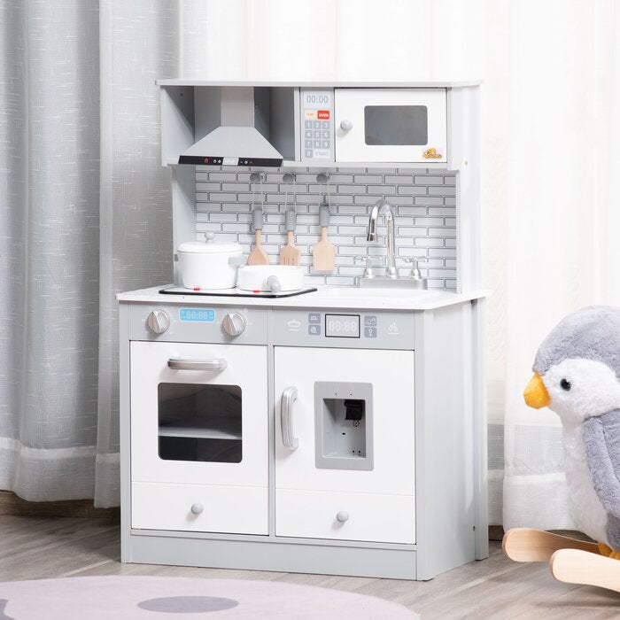 Kids Kitchen Play Cooking Toy Set, Educational Pretend Role Playset Game With Sound & Light Effect