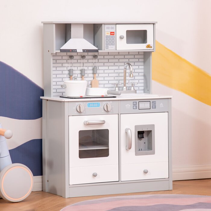 Kids Kitchen Play Cooking Toy Set, Educational Pretend Role Playset Game With Sound & Light Effect