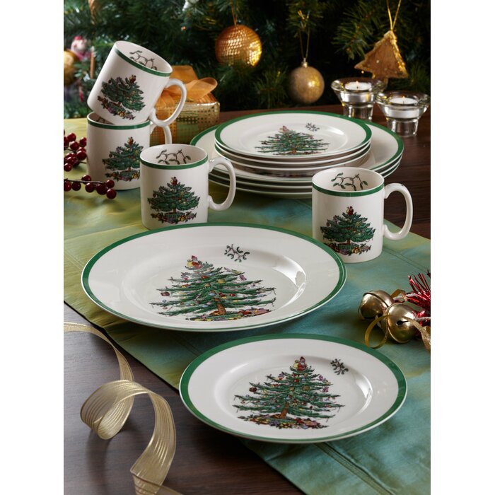 Spode Christmas Tree Earthenware Dinnerware - Set of 12